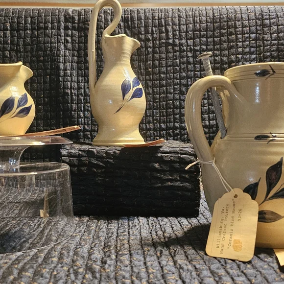 Hand Crafted Cobalt Salt Glaze Pitchers (Selling As Set) - Picture 3 of 10